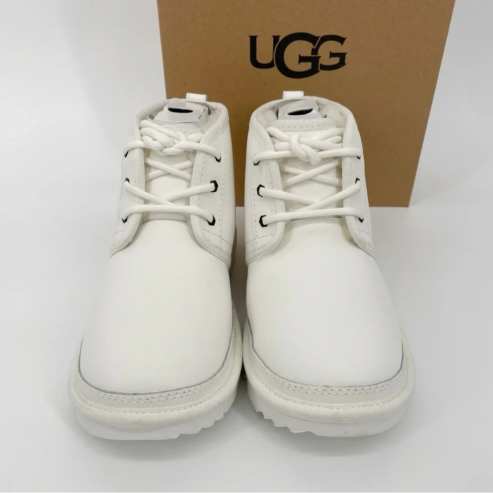 Ugg Girls White Sherpa Sheepskin Lined Chukka Lace Up Tie Boots Shoes Neumel II